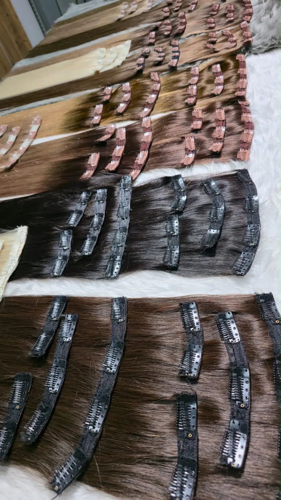 Clip-in set · thick brunette — brunette · 100% Remy clip-in hair extensions in Dubai